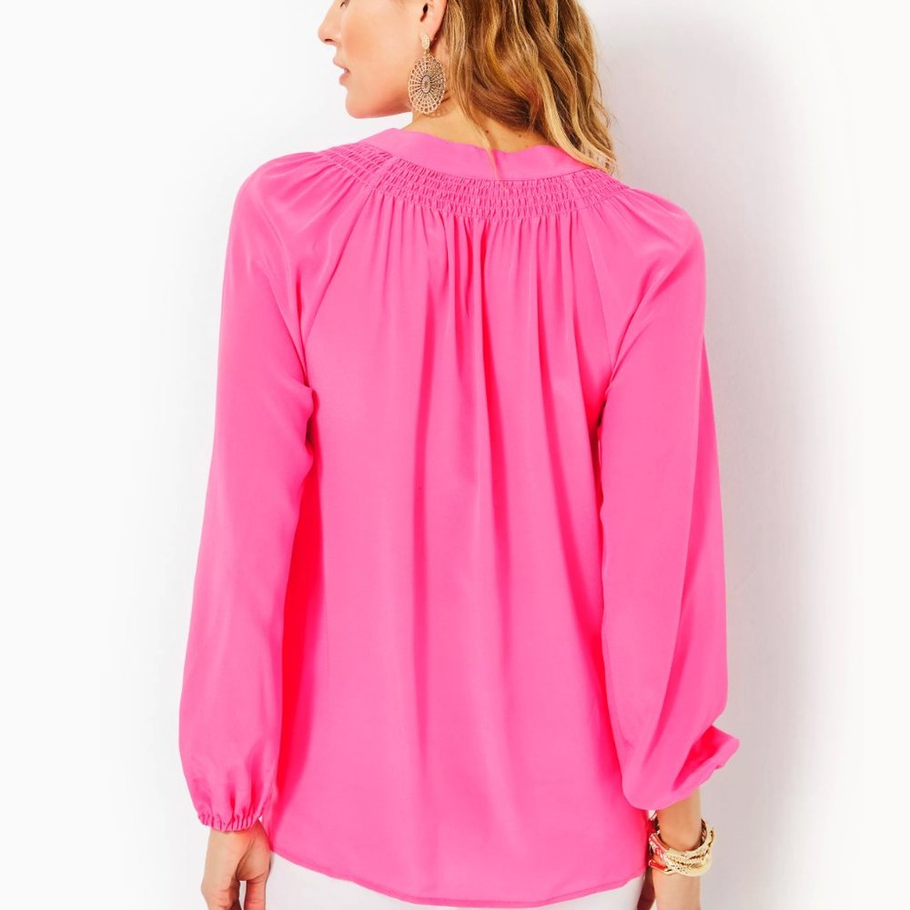 Lilly Pulitzer Elsa Silk Top, Roxie Pink, NEW, Size L, XL, XXL - Picture 2 of 9